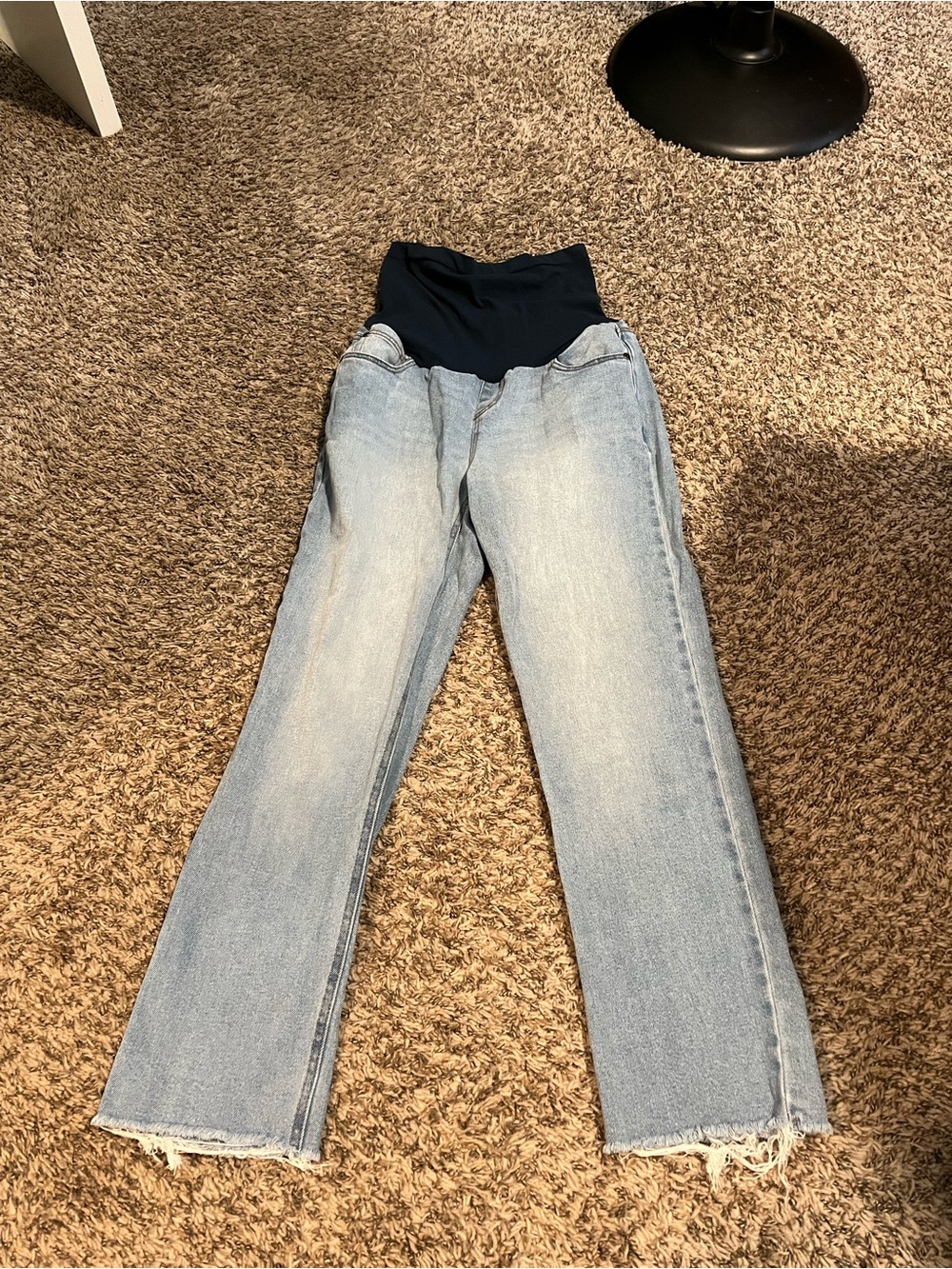 Motherhood Light Wash Flare Maternity Jeans with Navy Belly Panel